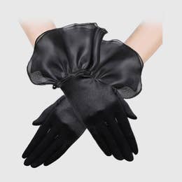 SHORT RUFFLE SATIN GLOVE
