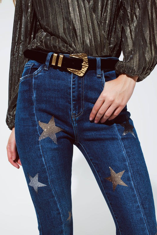 SILVER STAR SPANGLED JEANS