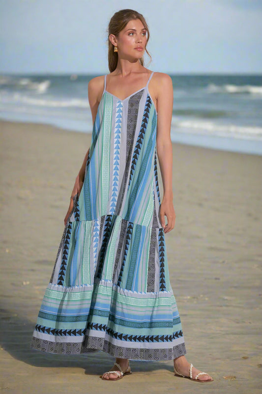 YOLANDA'S MAXI SPAGHETTI STRAP TIERED DRESS